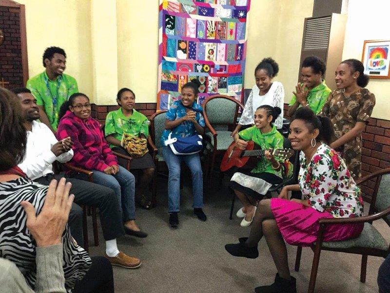 Students from the Australian Papuan Cultural Exchange visiting Trinity North Uniting Church. 